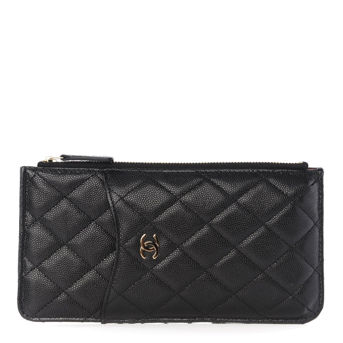 Caviar Quilted Classic Flat Wallet Pouch Black