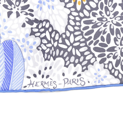 Hermes Silk L'Esprit De La Foret Scarf 90 Black Ocre Bleu Lavande 3 of 4