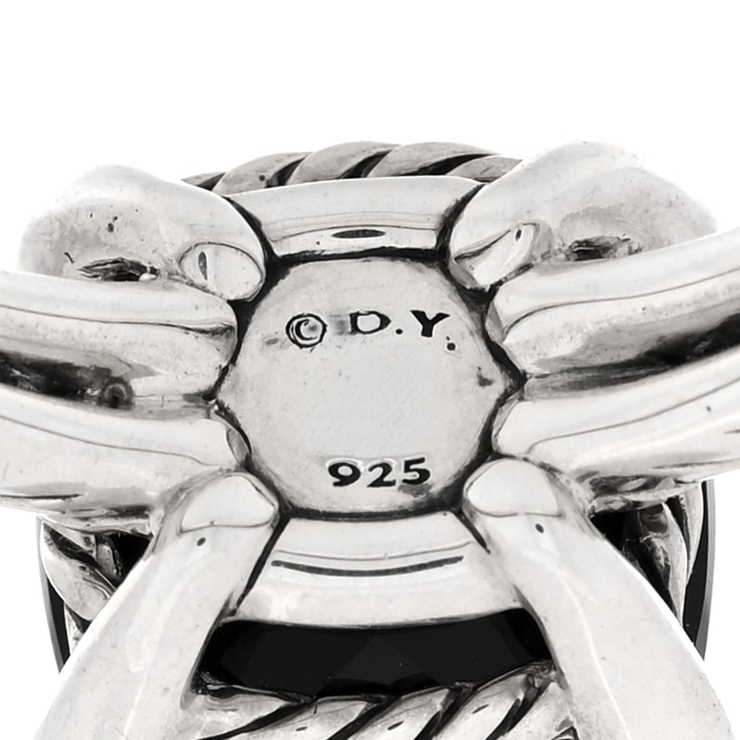 Sterling Silver Diamond Onyx 11mm Chatelaine Ring 53 6.5