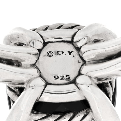 David Yurman Sterling Silver Diamond Onyx 11mm Chatelaine Ring 53 6.5 4 of 4