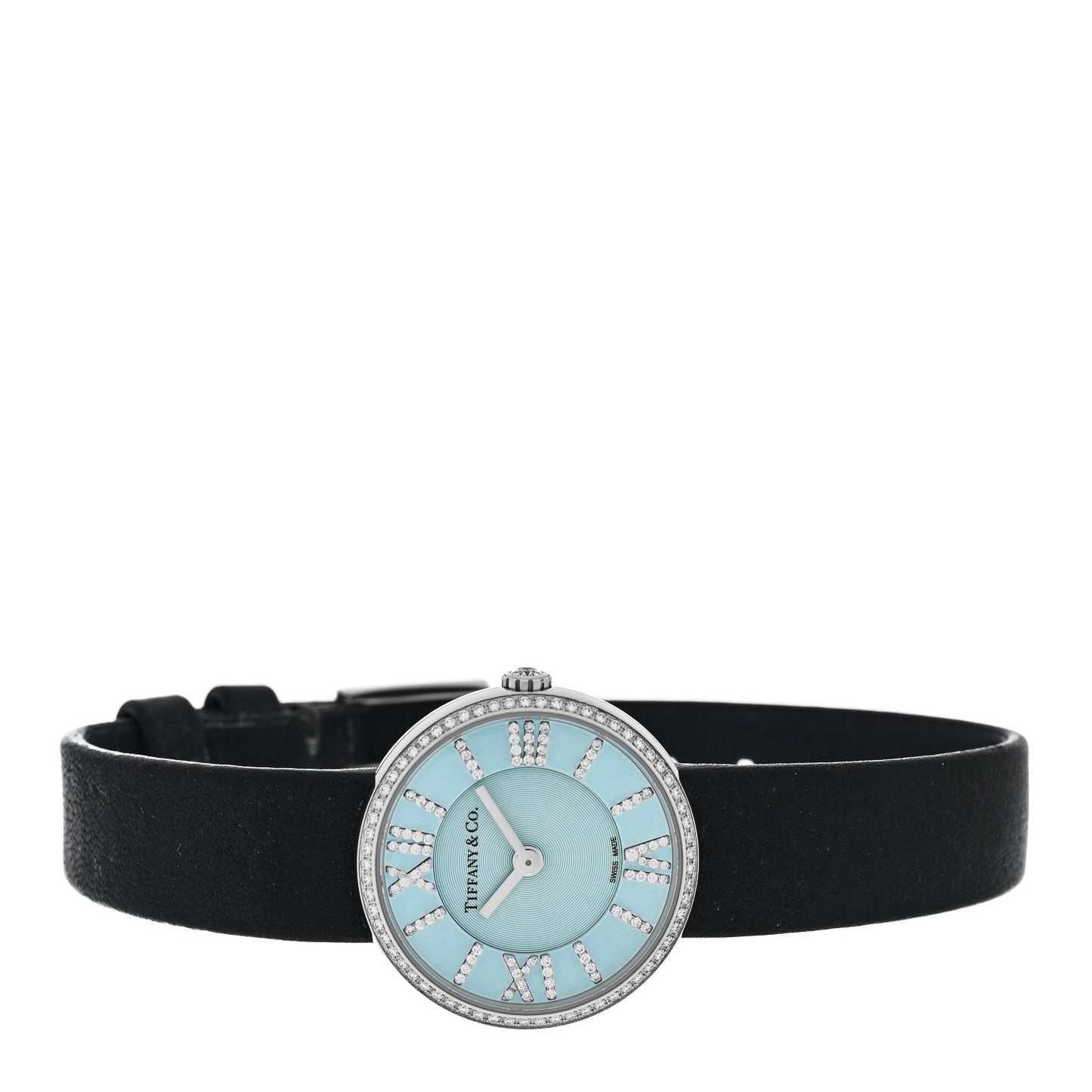 Stainless Steel Calfskin Diamond Bezel 24mm Atlas 2-Hand Quartz Watch Tiffany Blue Tiffany Blue