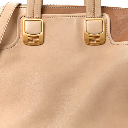 Fendi Capra Vitello Dolce Marmol Colorblock Large Chameleon Tote Cipria Makeup Camel 8 of 10