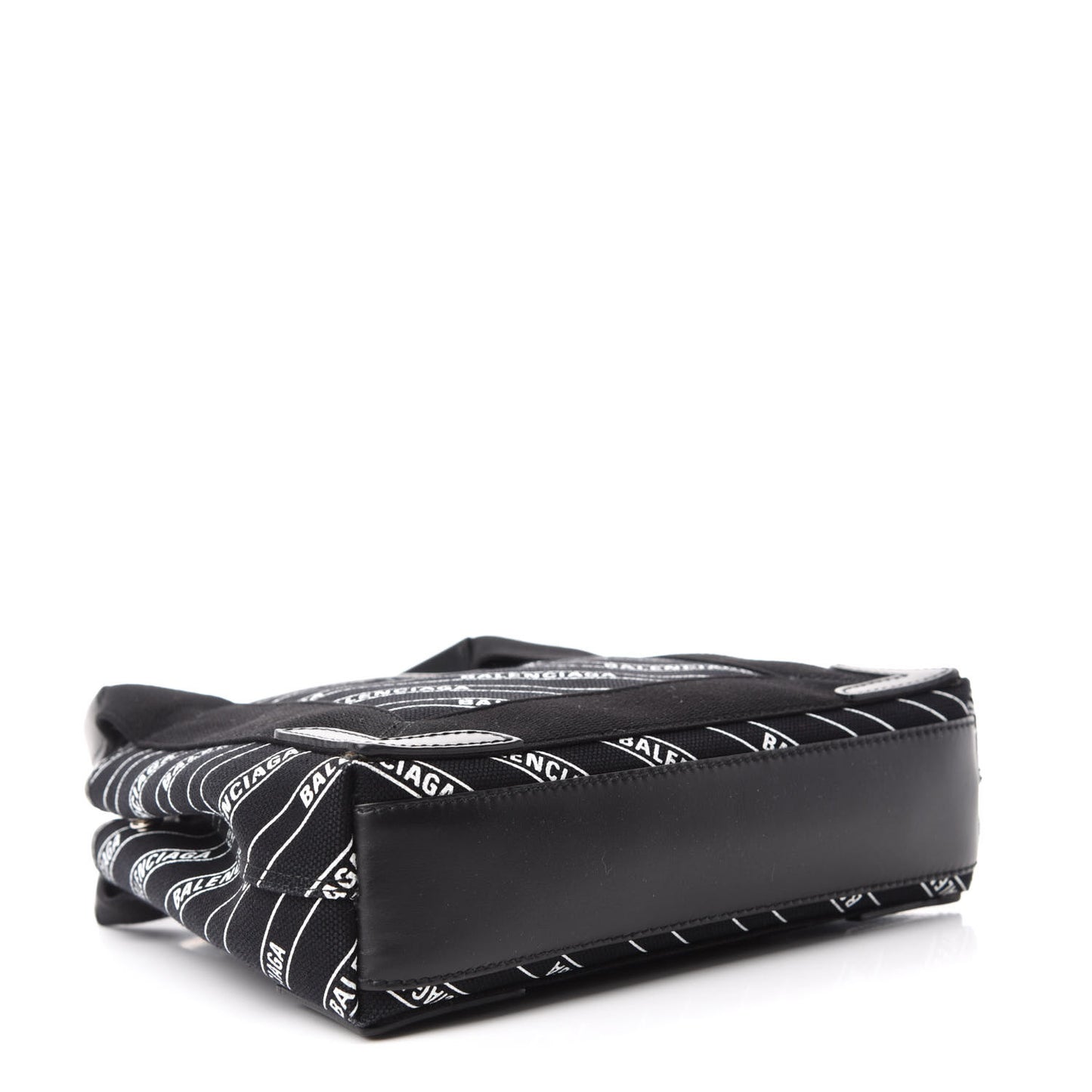 Cotton Canvas Calfskin Logo Print Navy Cabas XS Black White