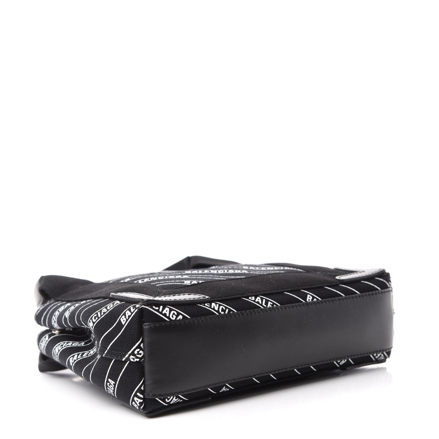 Balenciaga Cotton Canvas Calfskin Logo Print Navy Cabas XS Black White 4 of 10