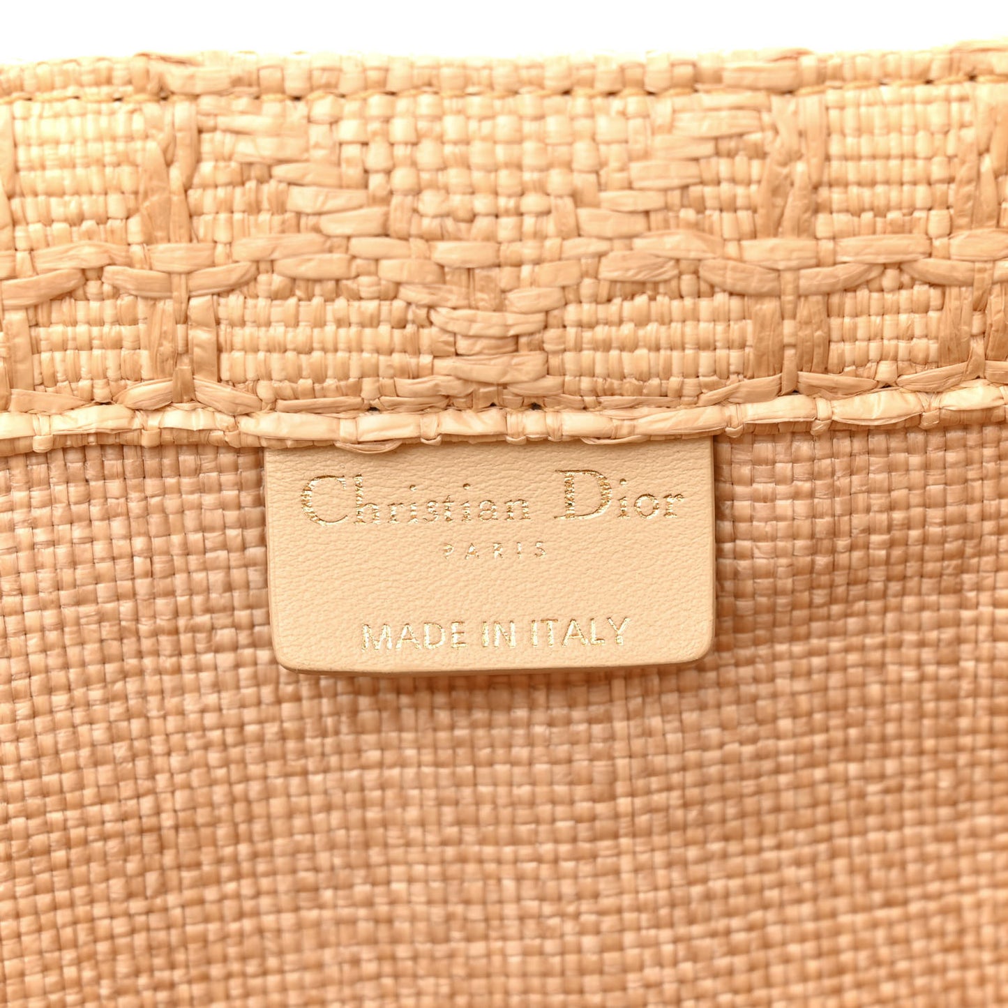 CHRISTIAN DIOR Raffia Cannage Medium Book Tote Natural