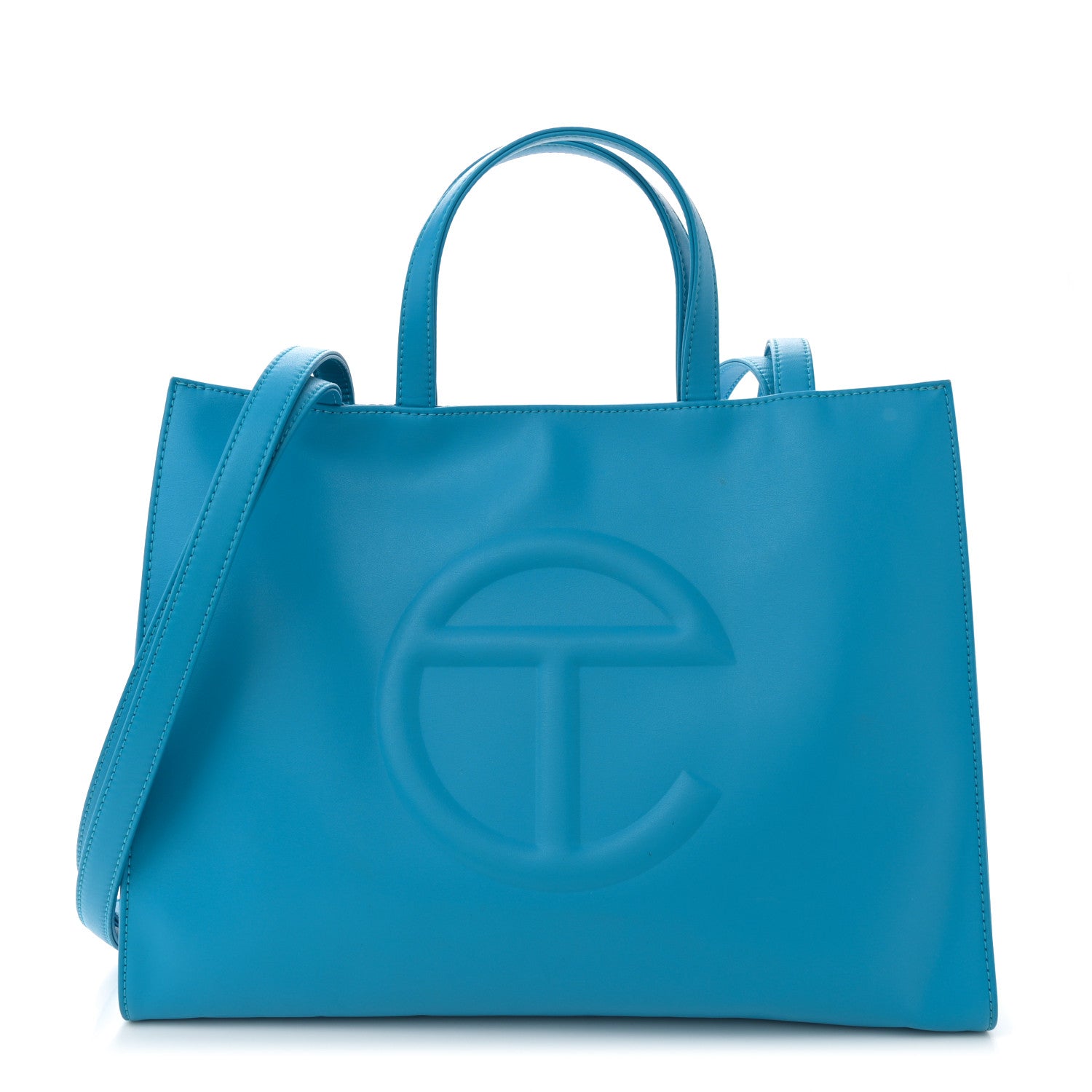 Telfar Vegan Leather Medium Shopping Bag Cyan 1 of 14