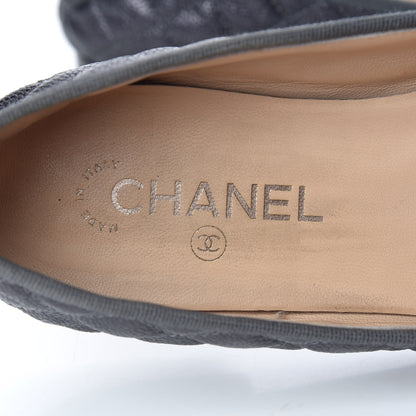 Chanel Metallic Caviar Quilted Cap Toe Ballerina Flats 41 Anthracite 7 of 19