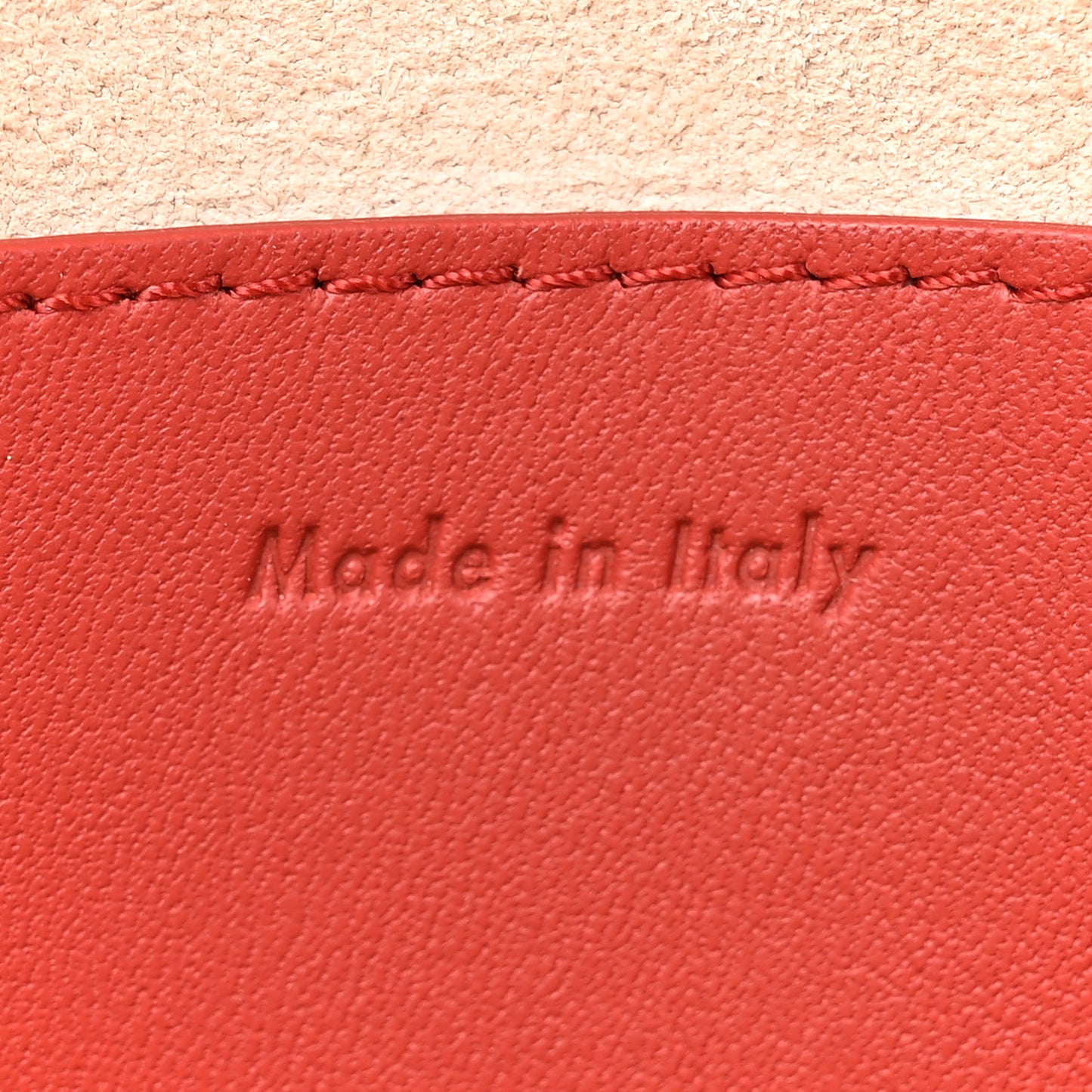 Grained Shiny Calfskin Strap Clutch Light Taupe Red