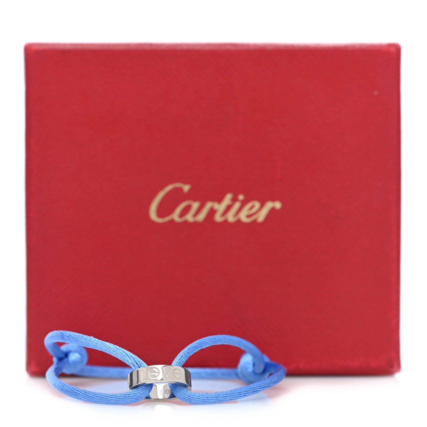 Cartier 18k White Gold Charity LOVE Adjustable Cord Bracelet Royal Blue 4 of 4