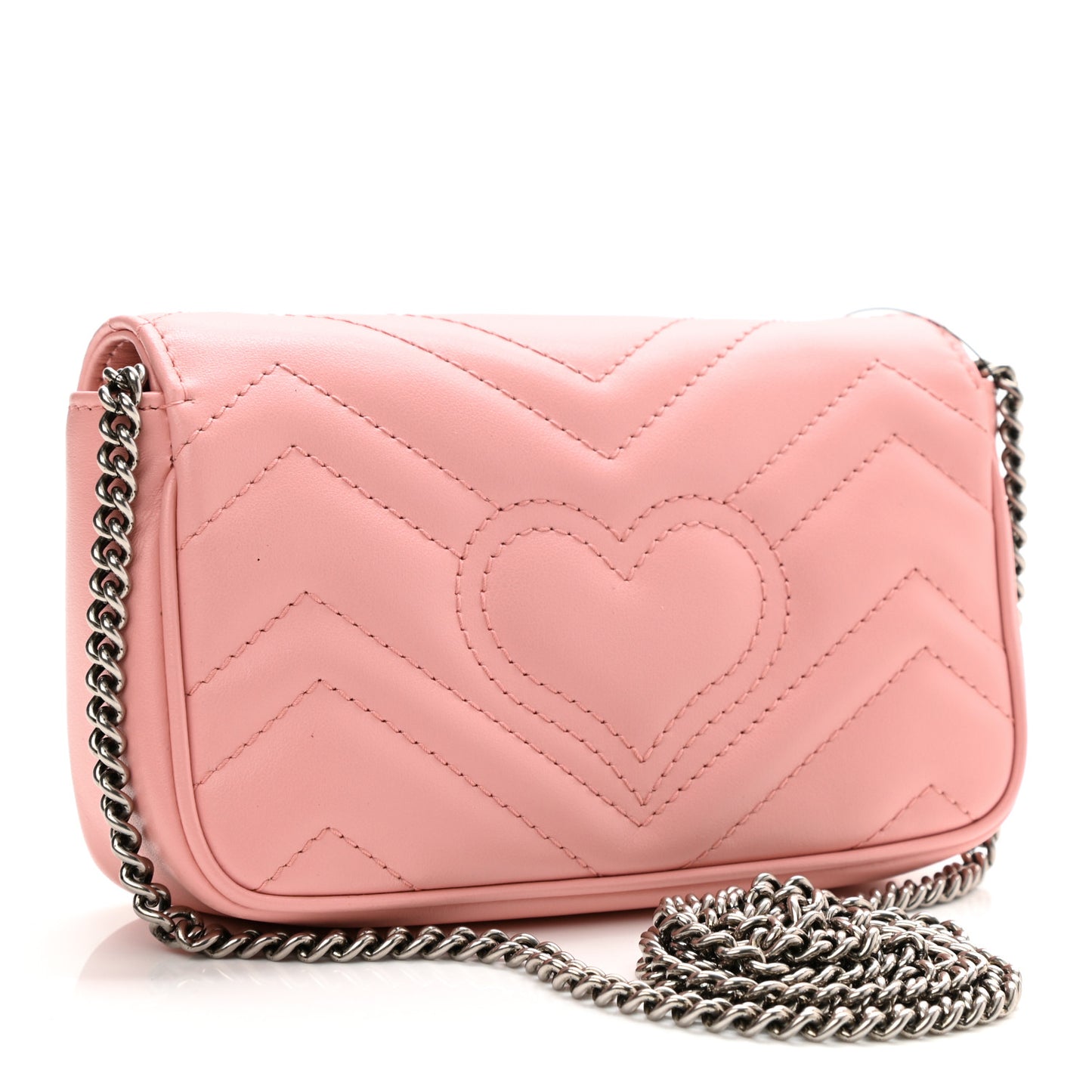 Calfskin Matelasse Super Mini GG Marmont Shoulder Bag Wild Rose