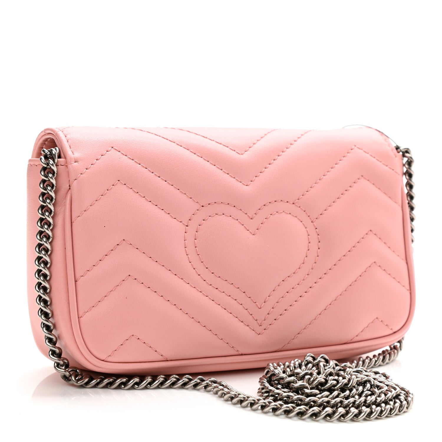 Gucci Calfskin Matelasse Super Mini GG Marmont Shoulder Bag Wild Rose 3 of 10