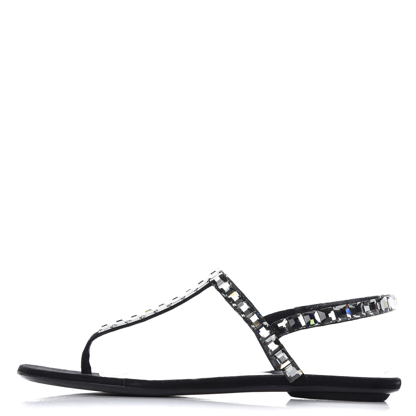 Suede Crystal Mallory Thong Sandals 37.5 Black