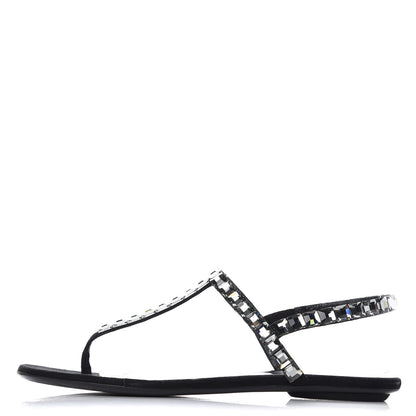 Gucci Suede Crystal Mallory Thong Sandals 37.5 Black 1 of 9
