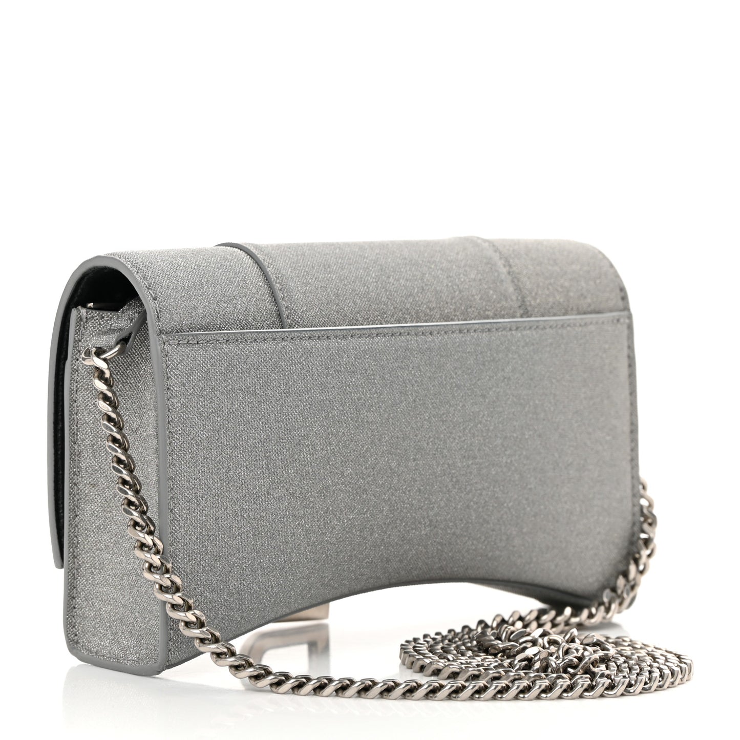 Glitter Fabric Hourglass Chain Bag Grey