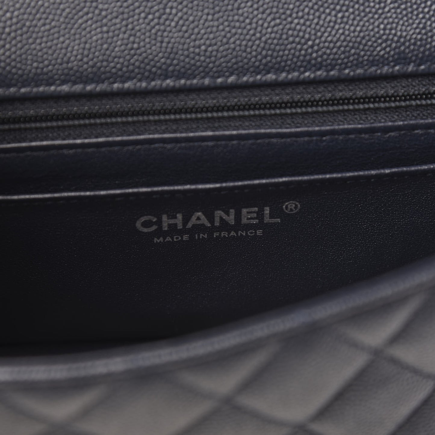 Caviar Quilted Mini Rectangular Flap Navy