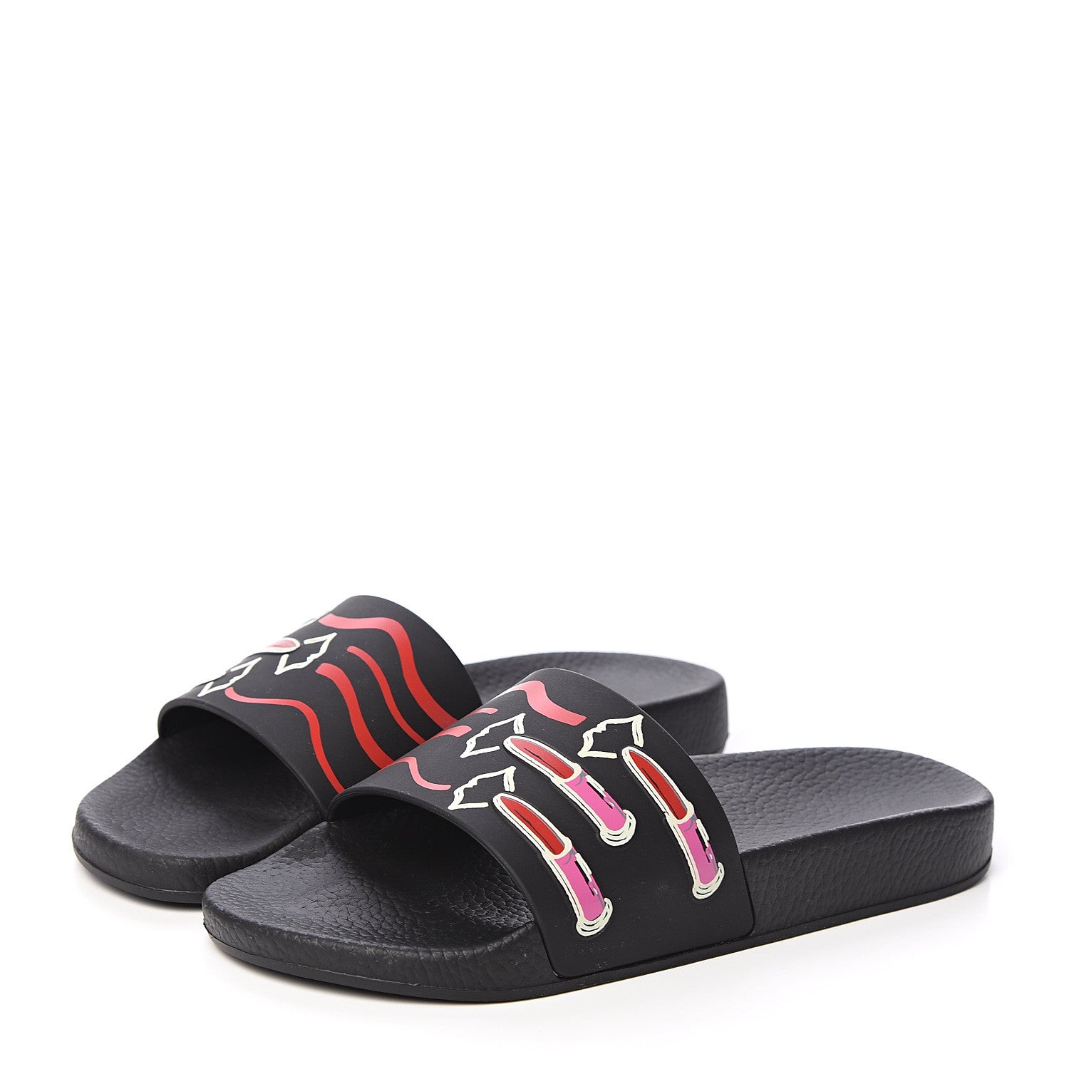 Valentino Garavani Rubber Lipstick Slide Sandals 38 Black 3 of 7