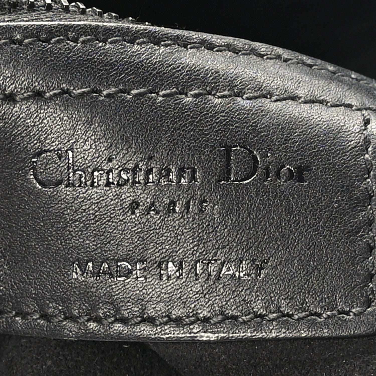 Christian Dior Calfskin Embossed Oblique Saddle Bag Black 6 of 10