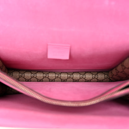 Gucci GG Supreme Monogram Suede Pierced Heart Embroidered Medium Dionysus Shoulder Bag Beige Ebony Pink Tropical Flower 5 of 11