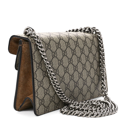 Gucci GG Supreme Monogram Suede Crystal Small Dionysus Shoulder Bag Beige Ebony Taupe 3 of 11