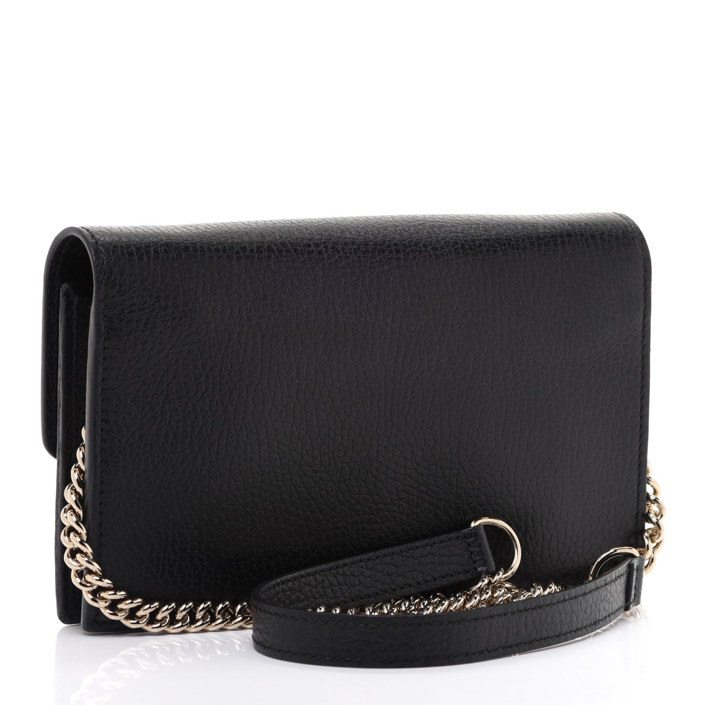 Dollar Calfskin Interlocking G Chain Wallet Black