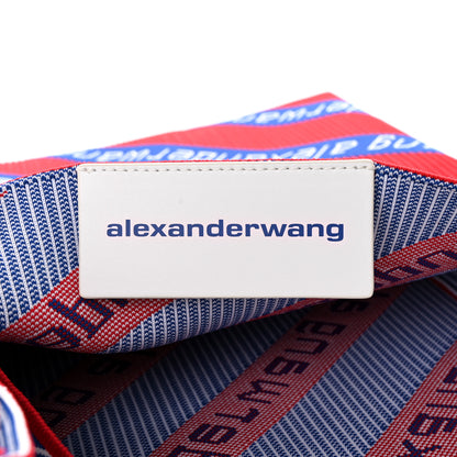 Alexander Wang Knit Jacquard Diagonal Logo Shopper Tote Red Blue 6 of 9