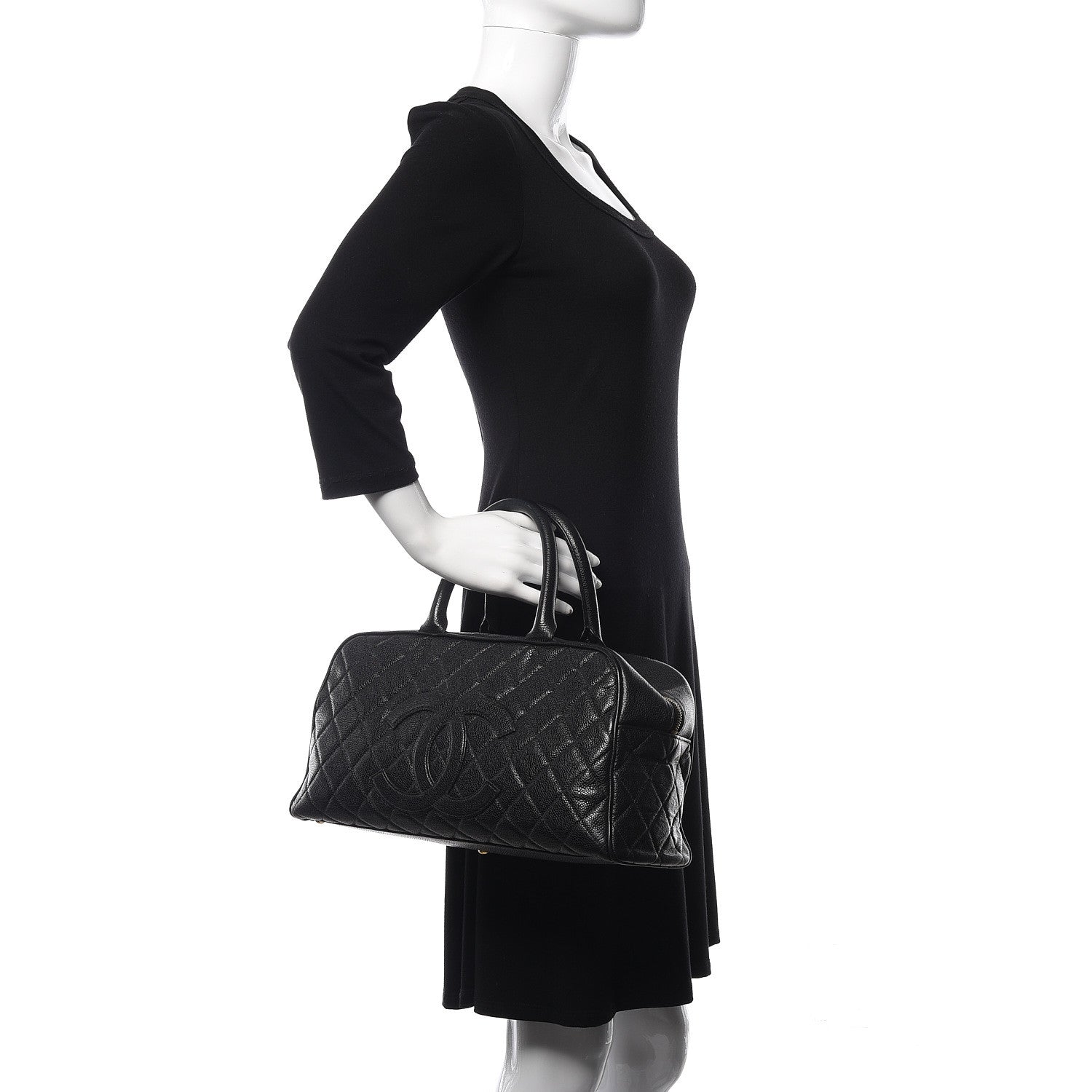 Chanel Caviar Quilted Large Bowler Black 2 of 13