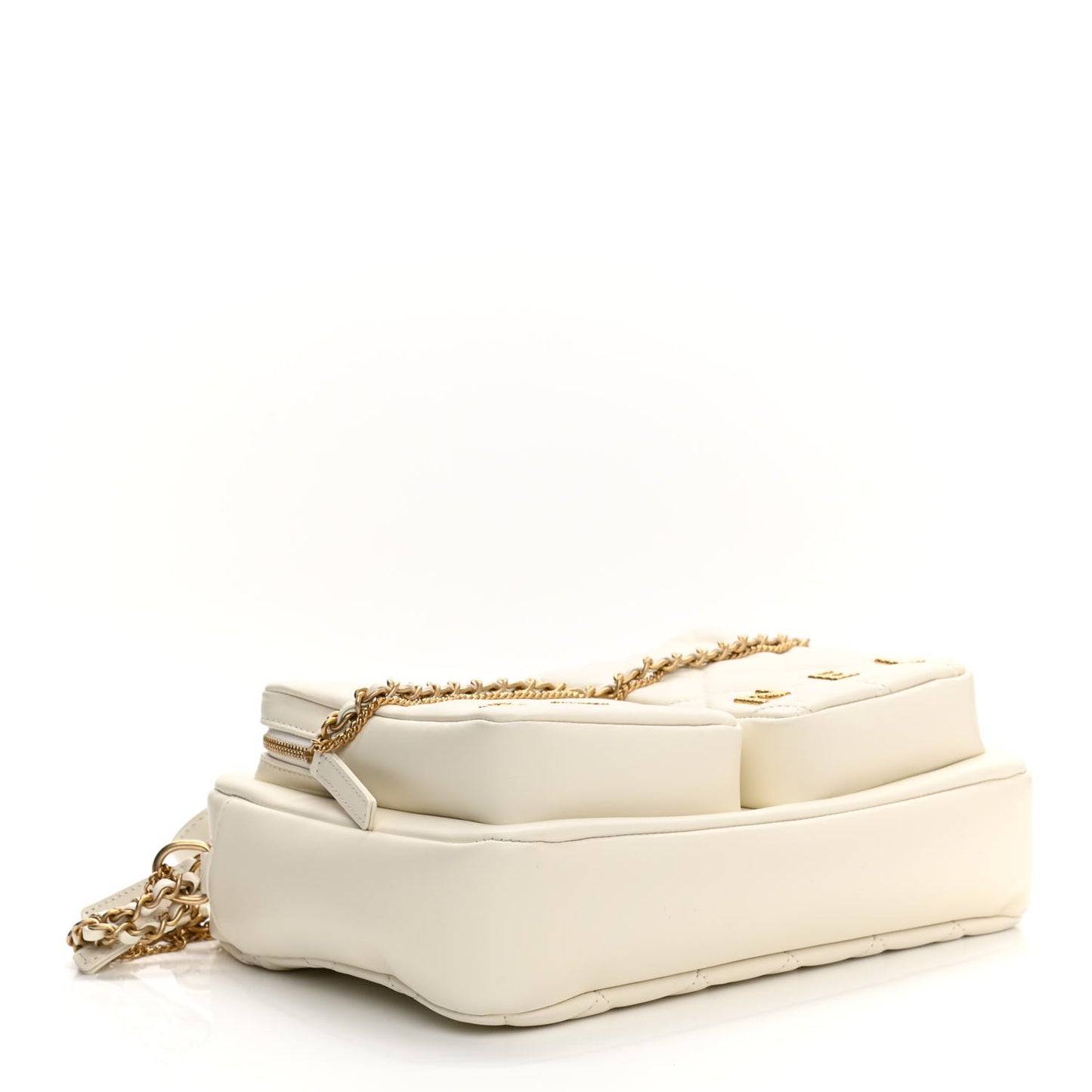 Calfskin Quilted Large Camera Case White