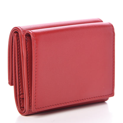 Saint Laurent Calfskin Monogram Compact Wallet Red 3 of 9