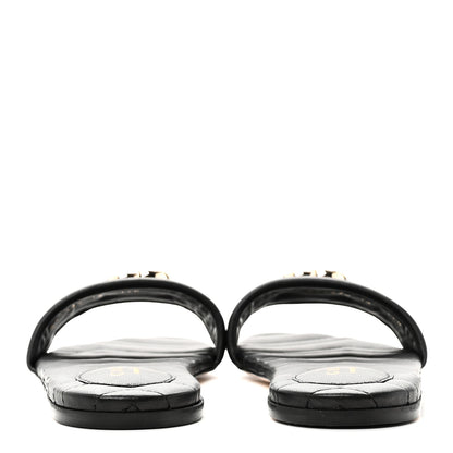 Gucci Nappa Matelasse GG Marmont Flat Slide Sandals 38.5 Black 6 of 10