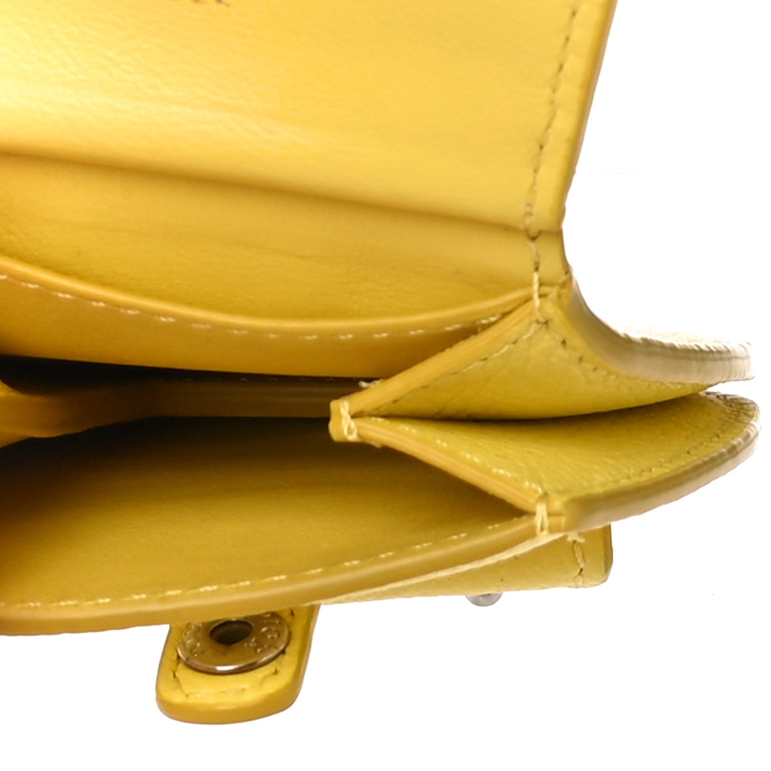Christian Dior Grained Calfskin Saddle Bag Key Ring Jaune 5 of 9