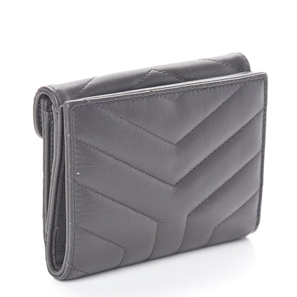 Saint Laurent Lambskin Y Quilted Monogram Compact Loulou Wallet Asphalt 3 of 6