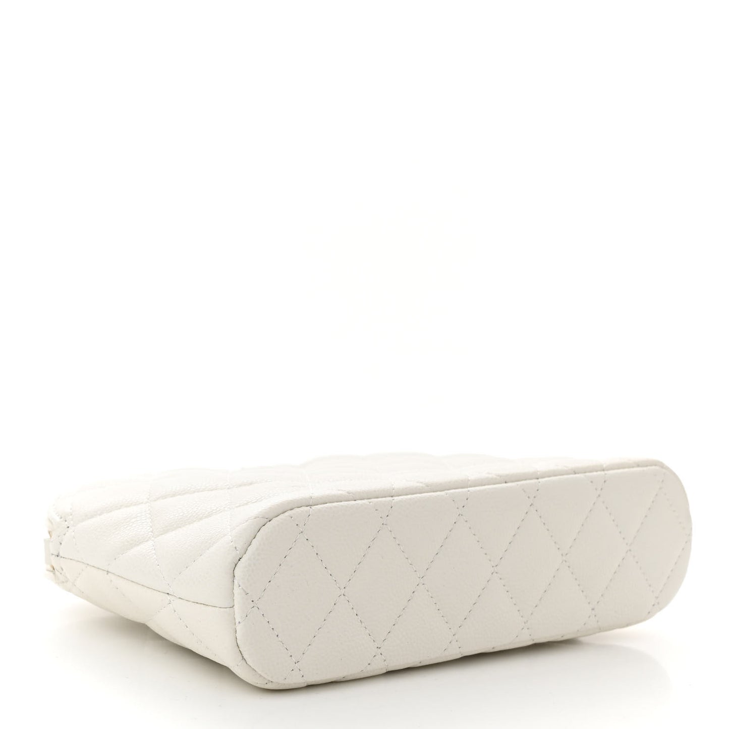 Caviar Quilted Classic Clutch With Chain White