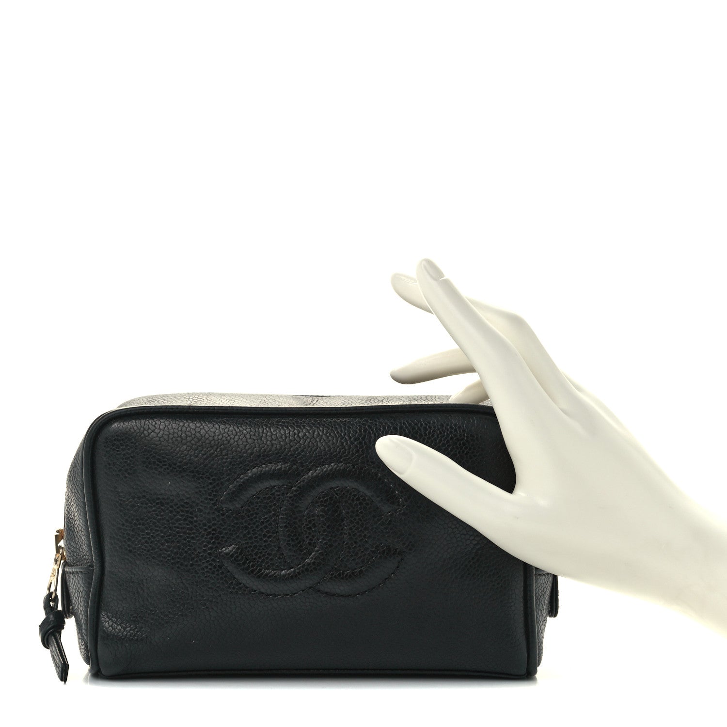 Chanel Caviar Timeless CC Cosmetic Pouch Bag Black 2 of 10