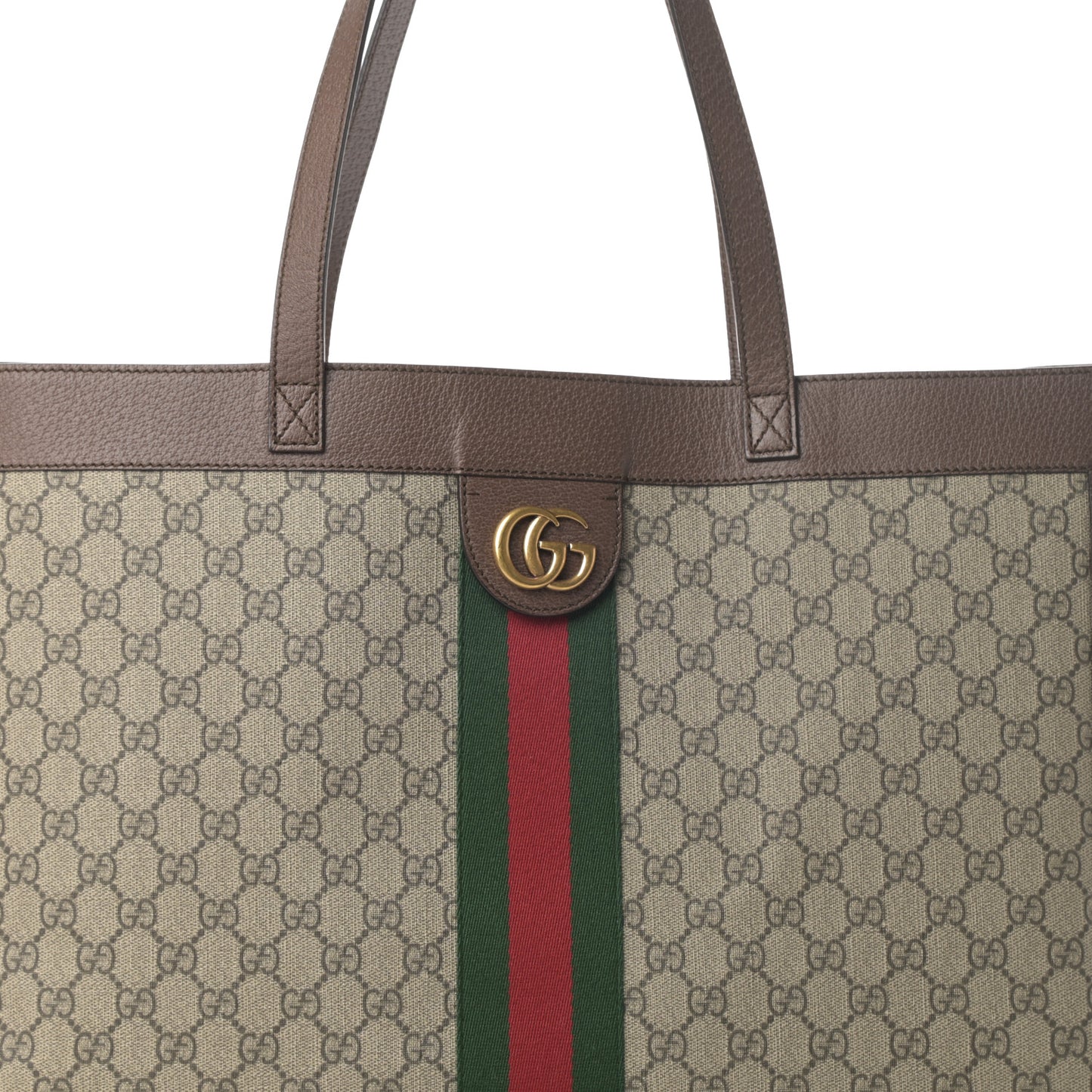 GG Supreme Monogram Web Large Ophidia Tote Brown
