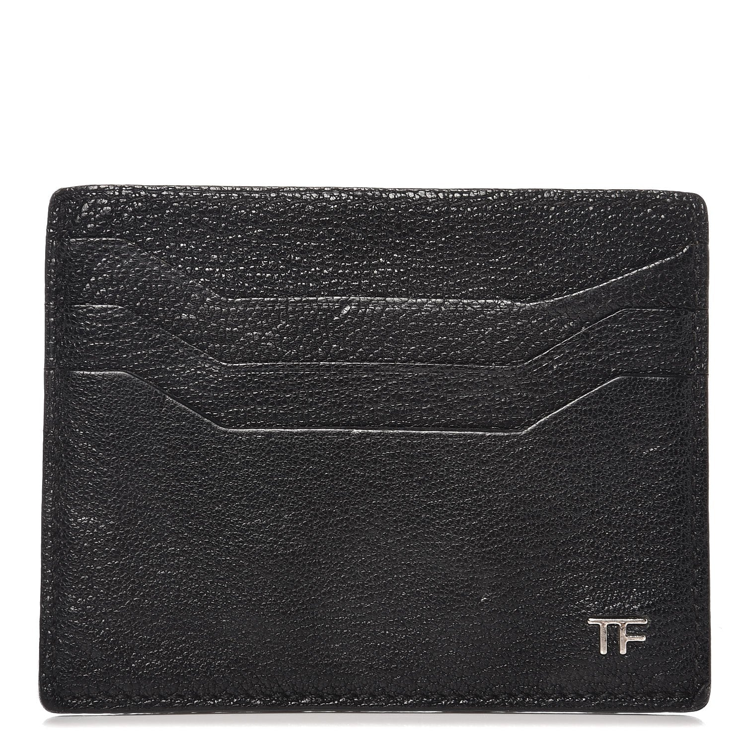 Tom Ford Grained Calfskin Open Side Card Holder Black 1 of 6
