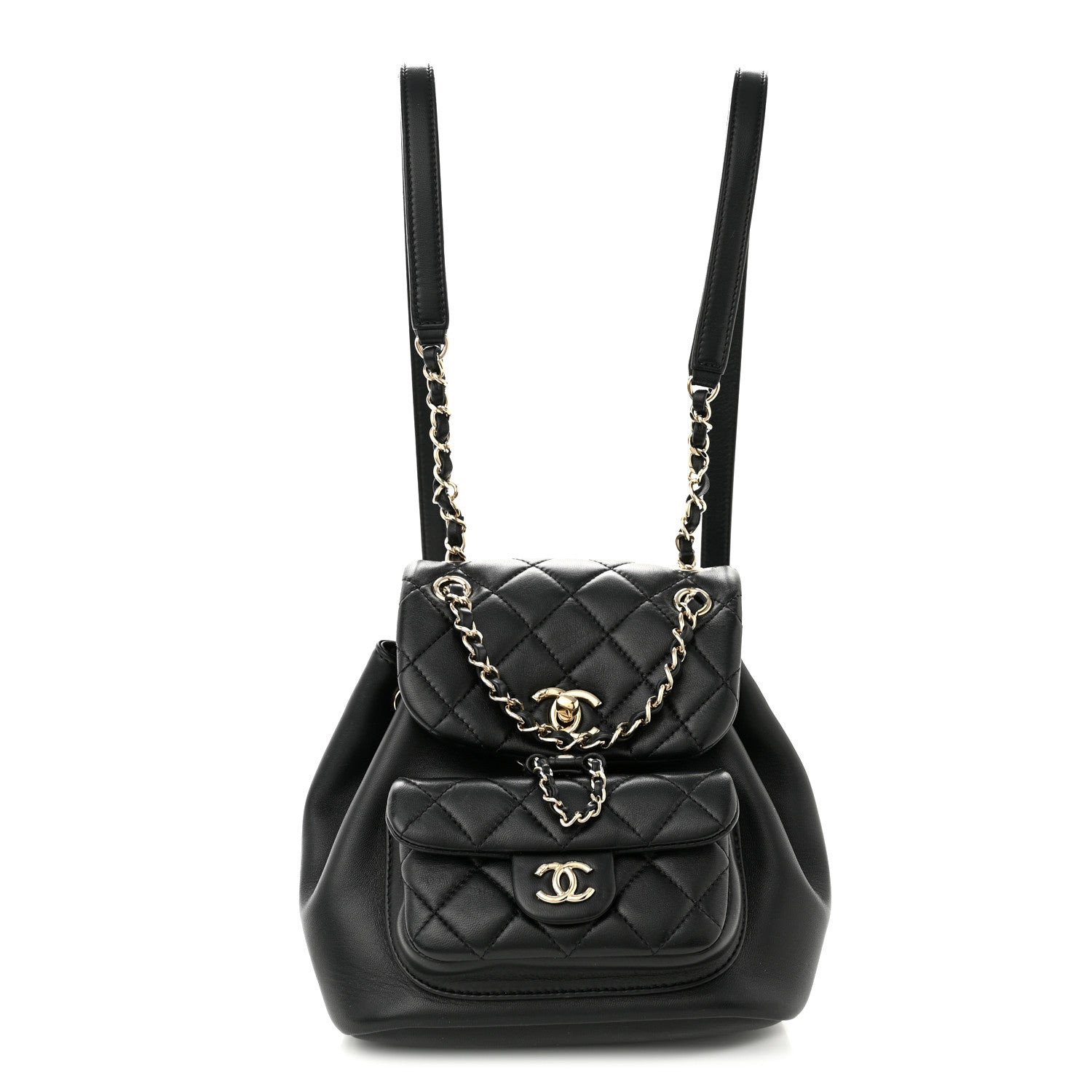 Chanel Lambskin Quilted Small Duma Drawstring Backpack Black 1 of 10