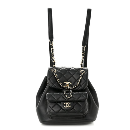 Chanel Lambskin Quilted Small Duma Drawstring Backpack Black 1 of 10