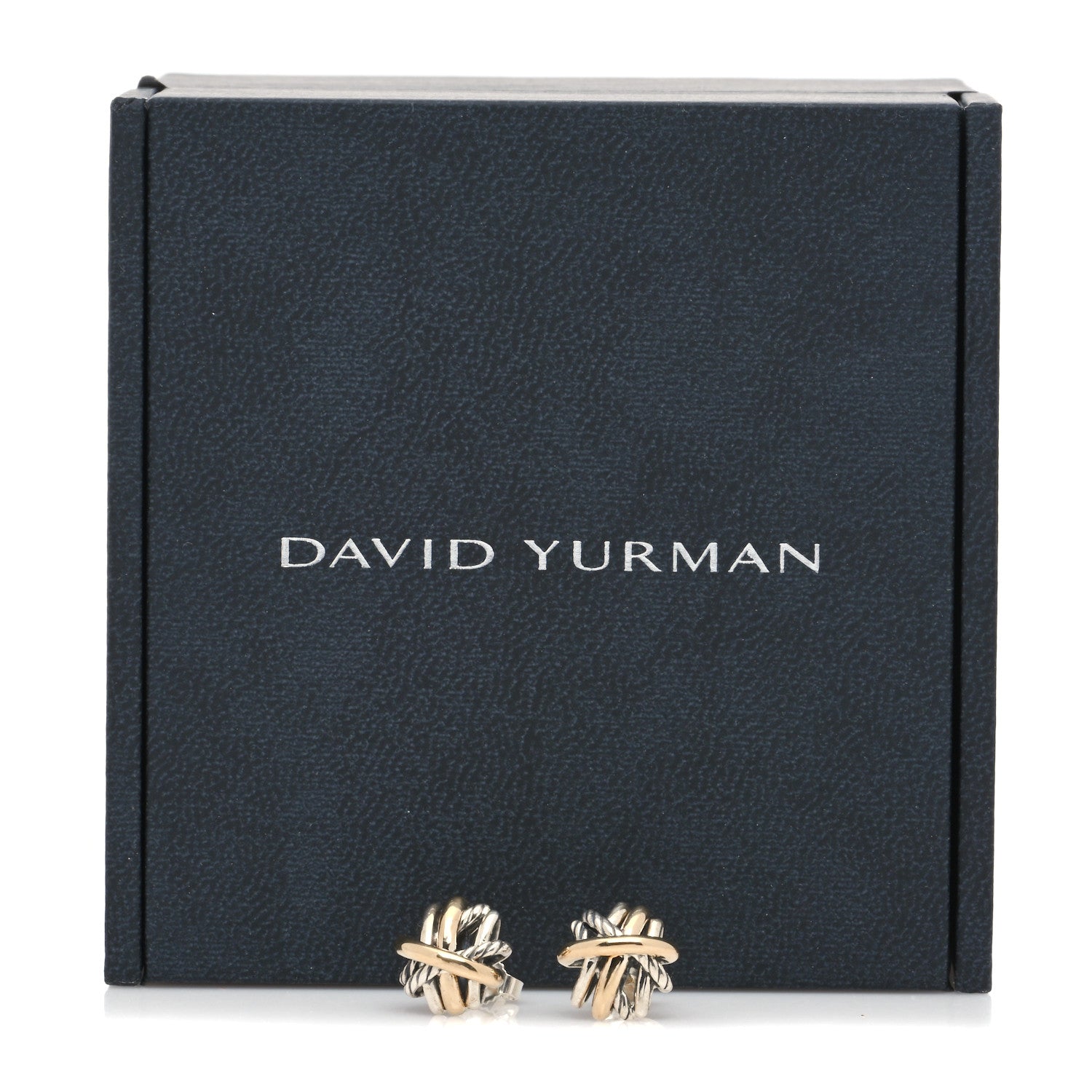 David Yurman Sterling Silver 18K Yellow Gold Crossover Stud Earrings 6 of 6