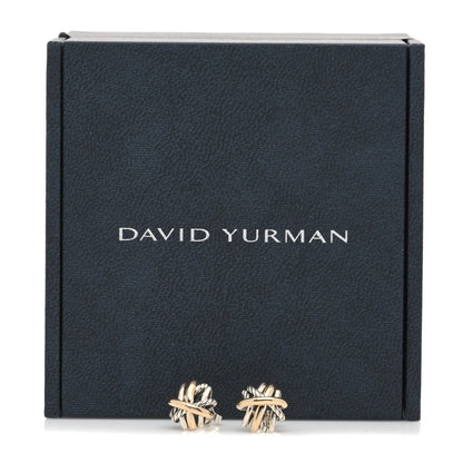 David Yurman Sterling Silver 18K Yellow Gold Crossover Stud Earrings 6 of 6