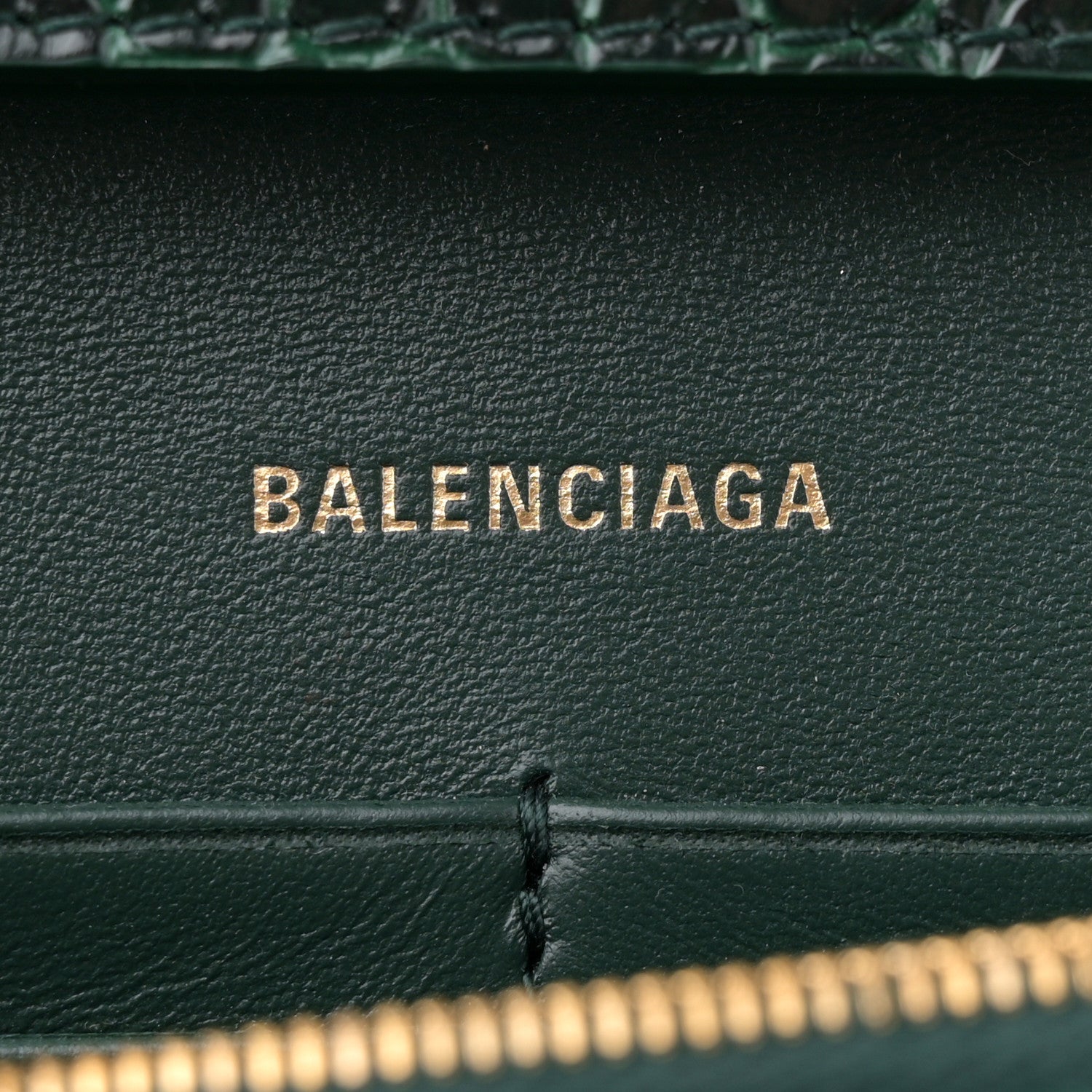 Balenciaga Shiny Calfskin Crocodile Embossed Hourglass Chain Bag Forest Green 6 of 10