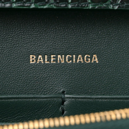 Balenciaga Shiny Calfskin Crocodile Embossed Hourglass Chain Bag Forest Green 6 of 10