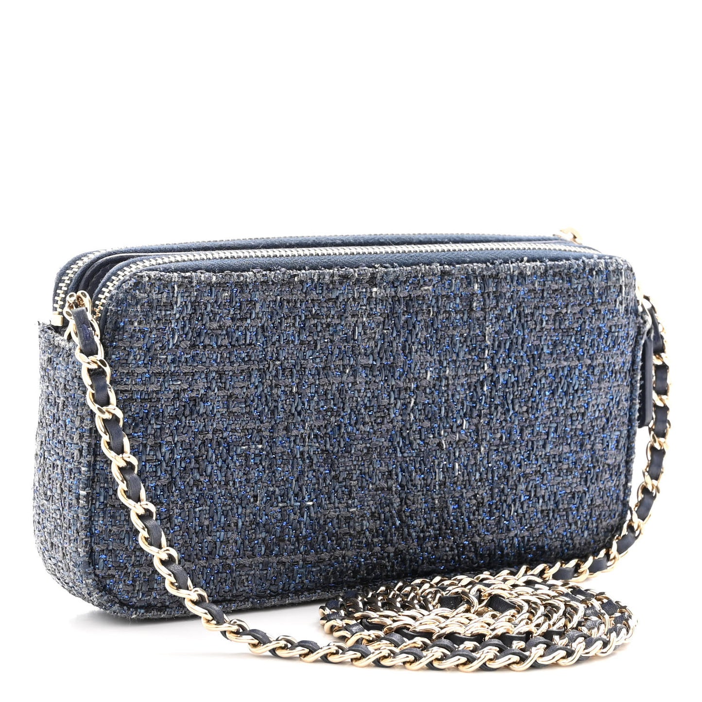 Canvas Small Deauville Clutch With Chain Blue