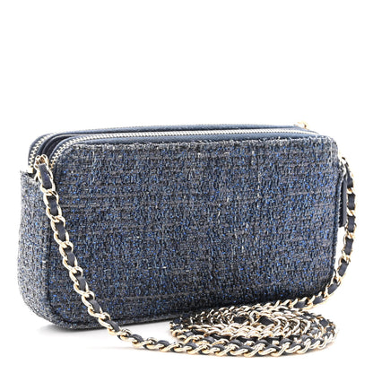 Chanel Canvas Small Deauville Clutch With Chain Blue 3 of 14