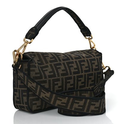 Fendi Fabric Jacquard FF 1974 Medium Baguette Tobacco Moro Black 3 of 8