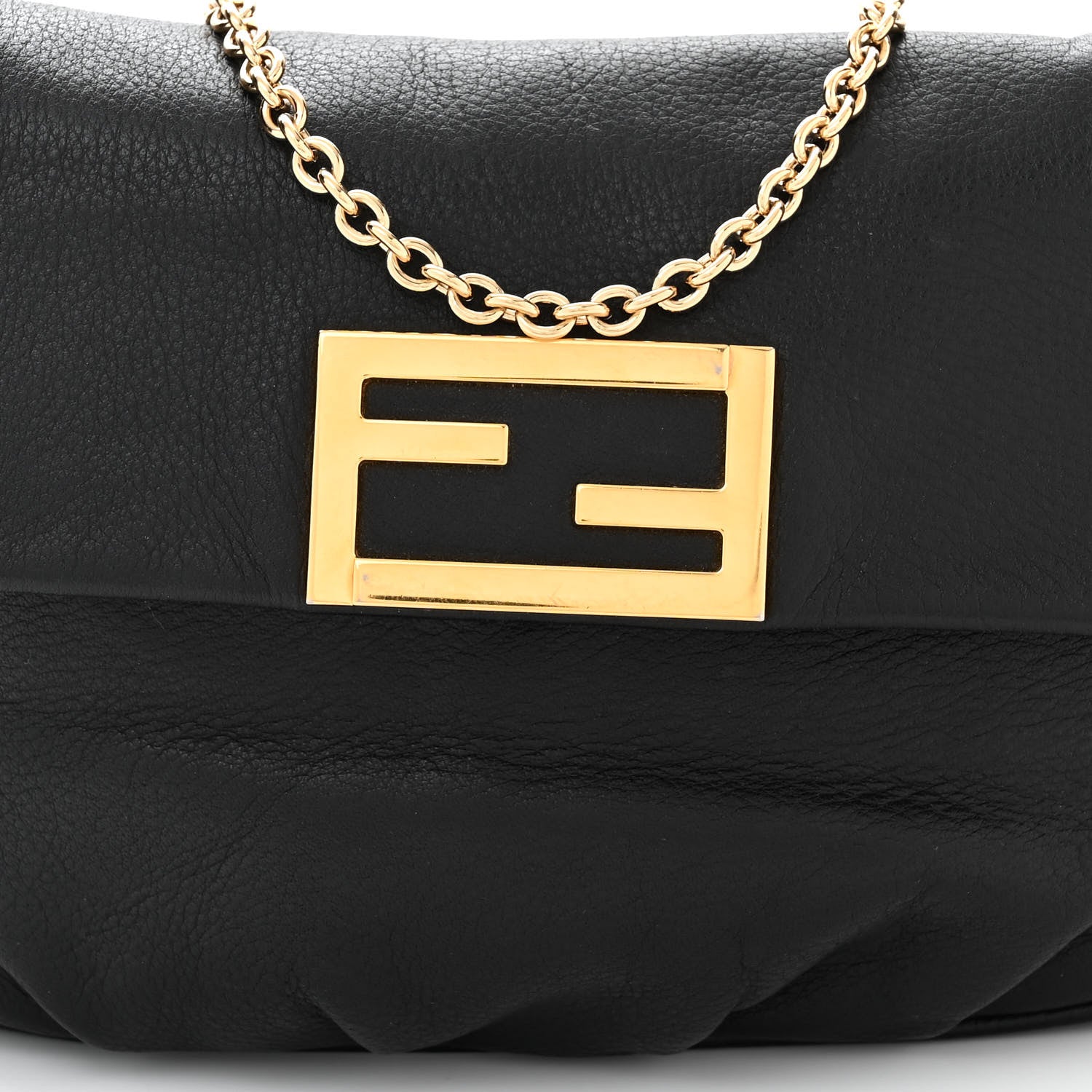 Fendi Vitello Flamingo Fendista Pouchette Crossbody Black 8 of 12