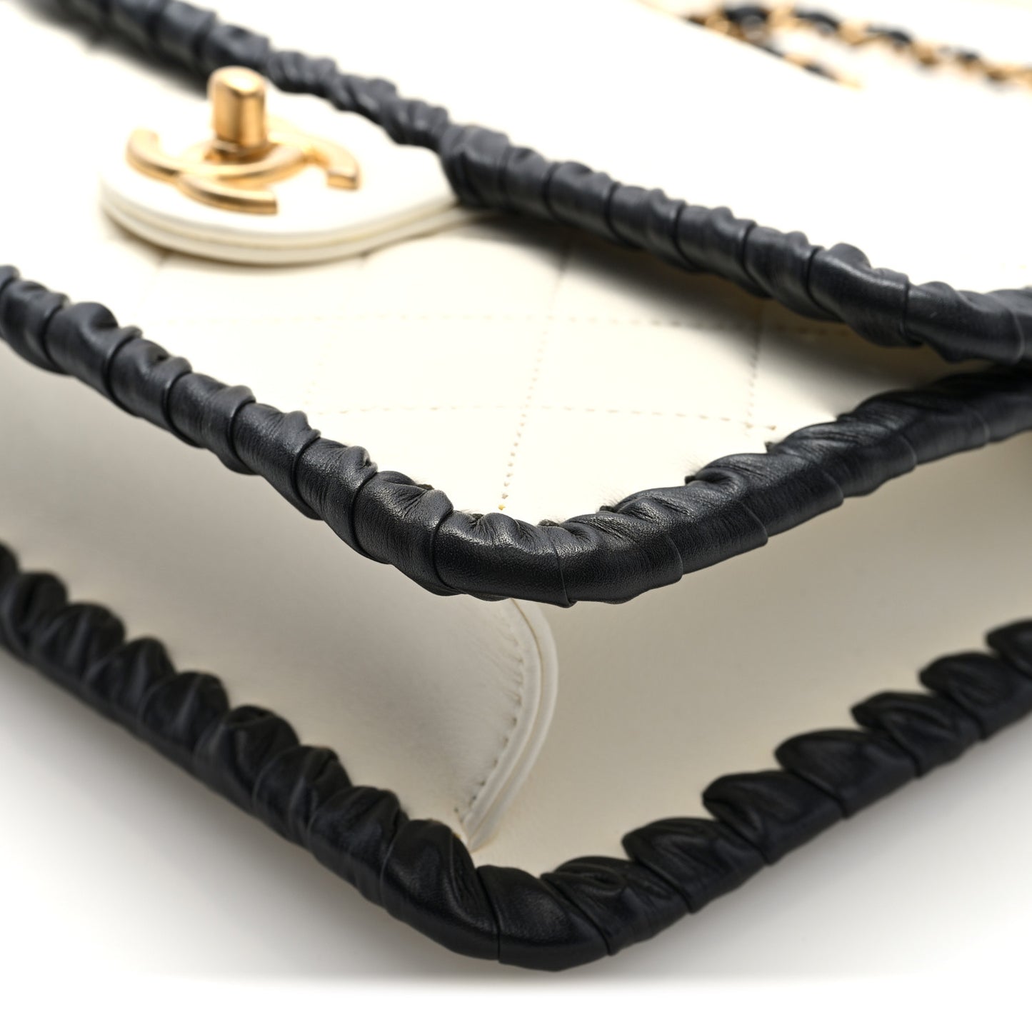 Braided Calfskin Small My Own Frame Flap White