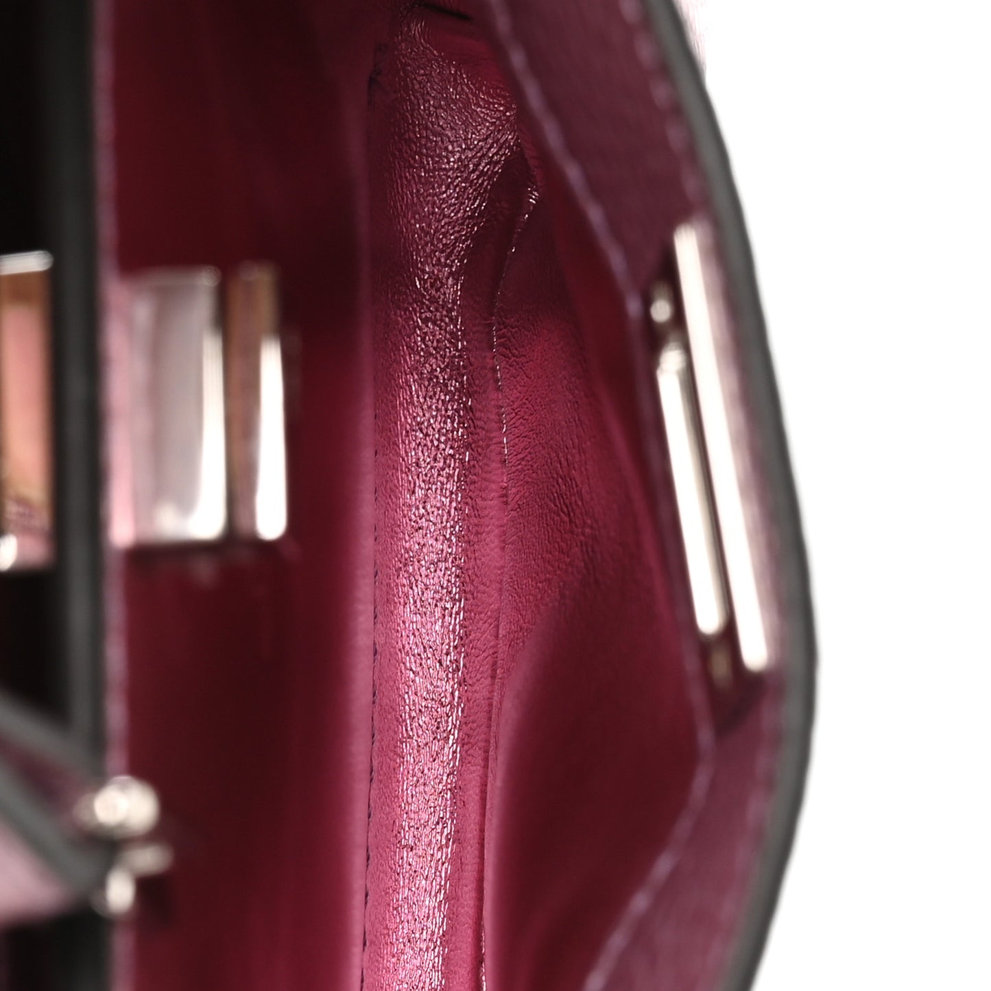 Metallic Cuoio Romano Selleria Nano Peekaboo Satchel Purple