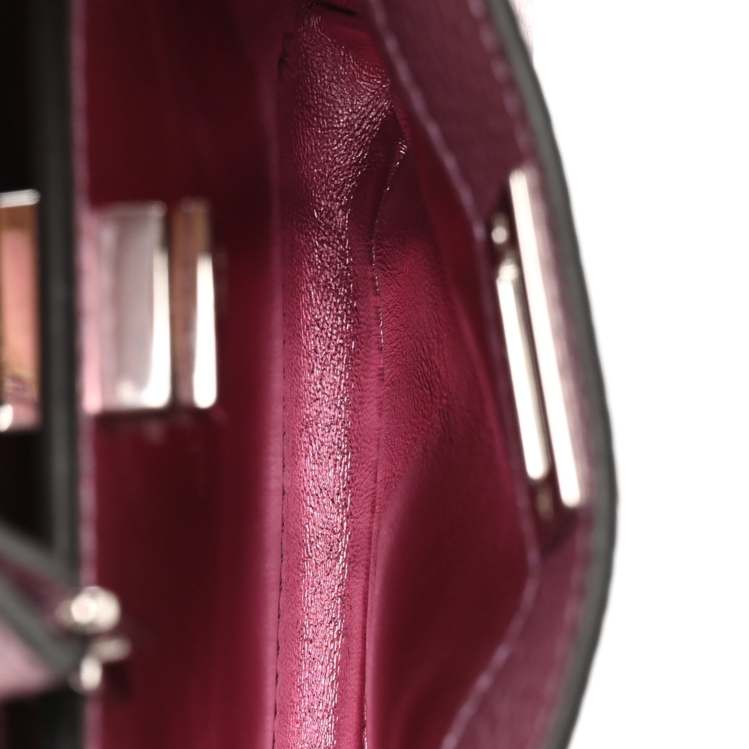 Fendi Metallic Cuoio Romano Selleria Nano Peekaboo Satchel Purple 5 of 11