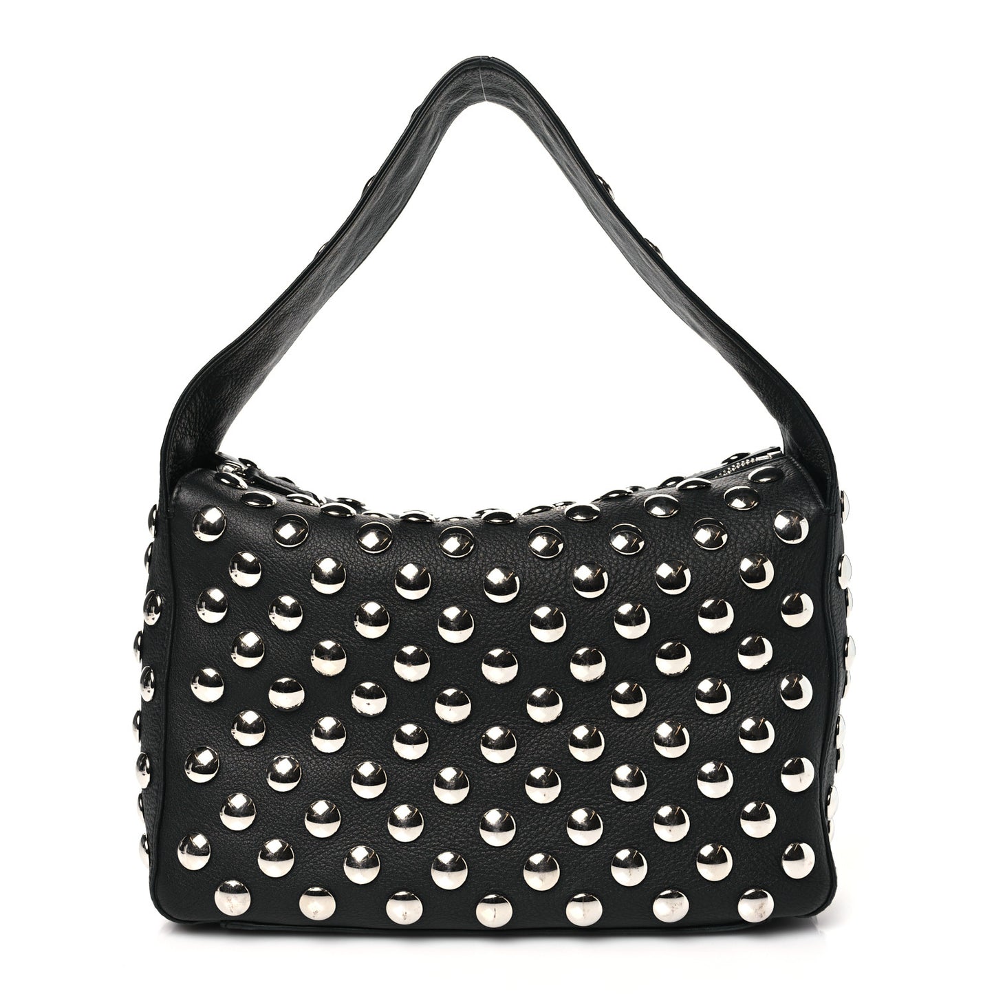 Pebbled Sport Calfskin Studded Elena Black