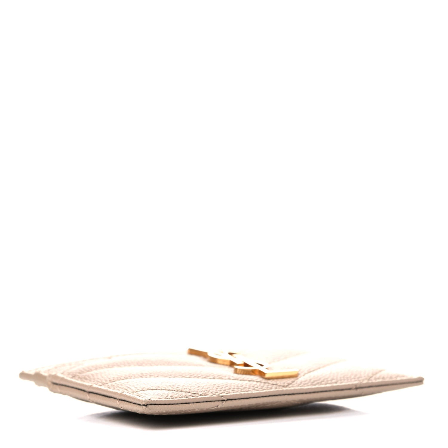 Saint Laurent Grain De Poudre Matelasse Chevron Monogram Credit Card Case Nude Powder 4 of 10